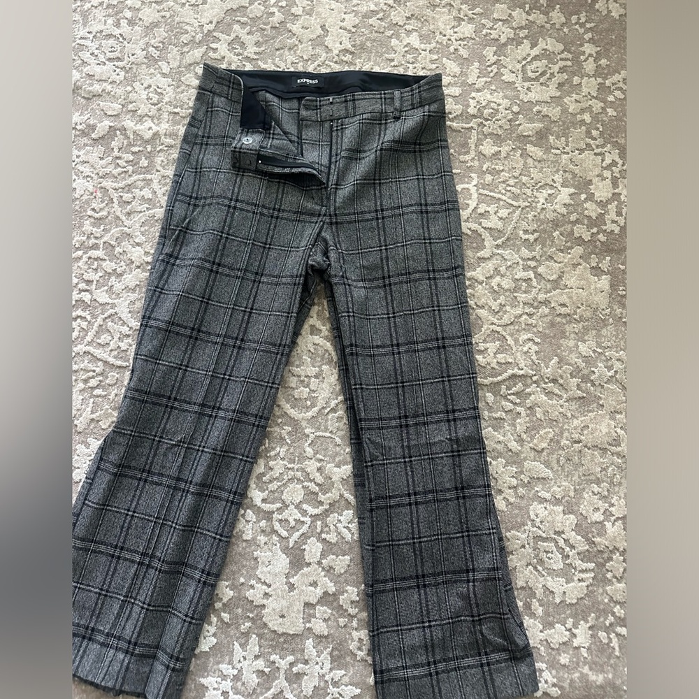 Gray/black plaid office pant